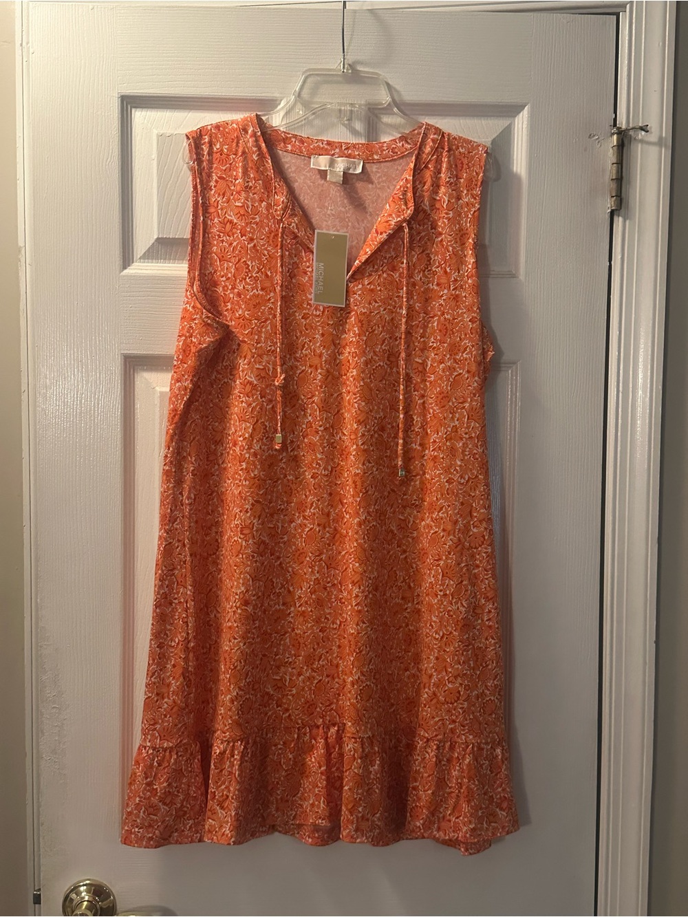 Michael Kors Orange Floral Sleeveless Maxi Dress